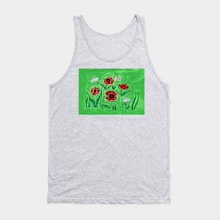 Poppies and Camomiles Floral Pattern Tank Top